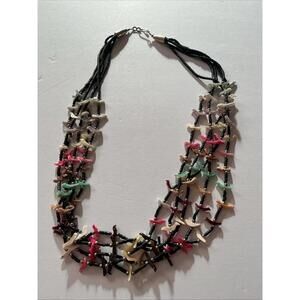 VTG 5-STRAND ZUNI 5 STRAND FETISH CRITTERS HEISHI  NECKLACE 26”